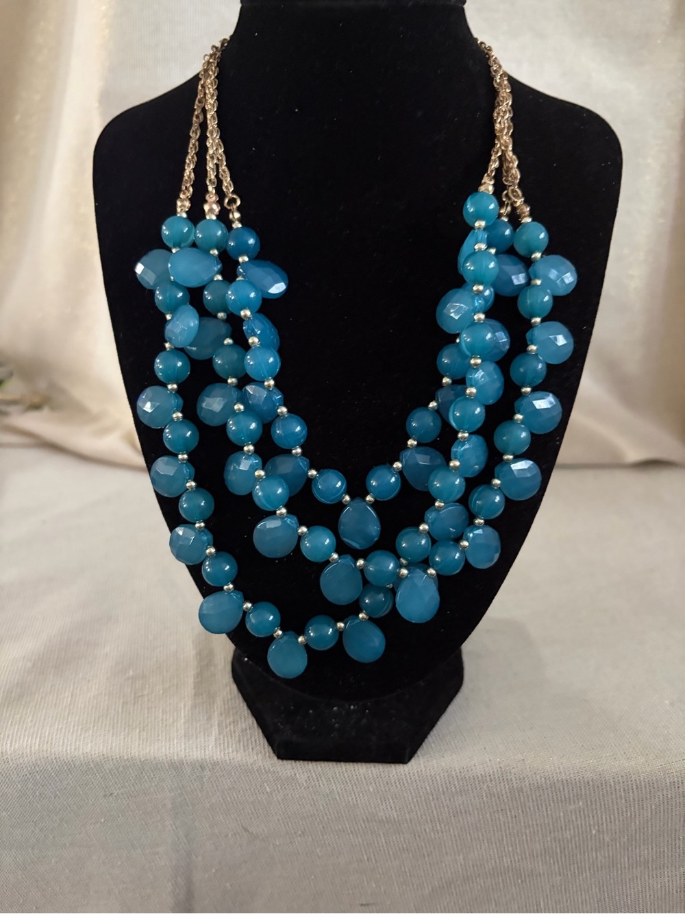 Teal Multi-Strand Beaded Statement Necklace